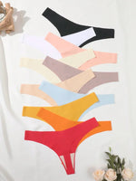 10PCS/Set Seamless Ice Silk Panties Women V-Waist Underwear Sexy Sports Briefs Panties Female Soft Ultra-thin Lingerie G-string