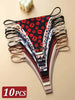 10Pcs Seamless Thong Women Thin Strap Low Waist High Flexibility Panties Sexy Underwear Ladies Briefs T-back Comfortable Women test
