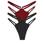 2PCS Women Sexy Cotton Panties Two Belts Hollow Out G-String Thongs Breathable Underwear for Female Solid Color Lingerie S-XL