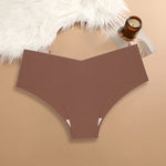3PCS Women's Seamless Maillard Underwear Sexy V-Shaped Mid Waist Ice Silk Briefs 10 Soild Color Cozy Stretch Sexy Underpant S-XL