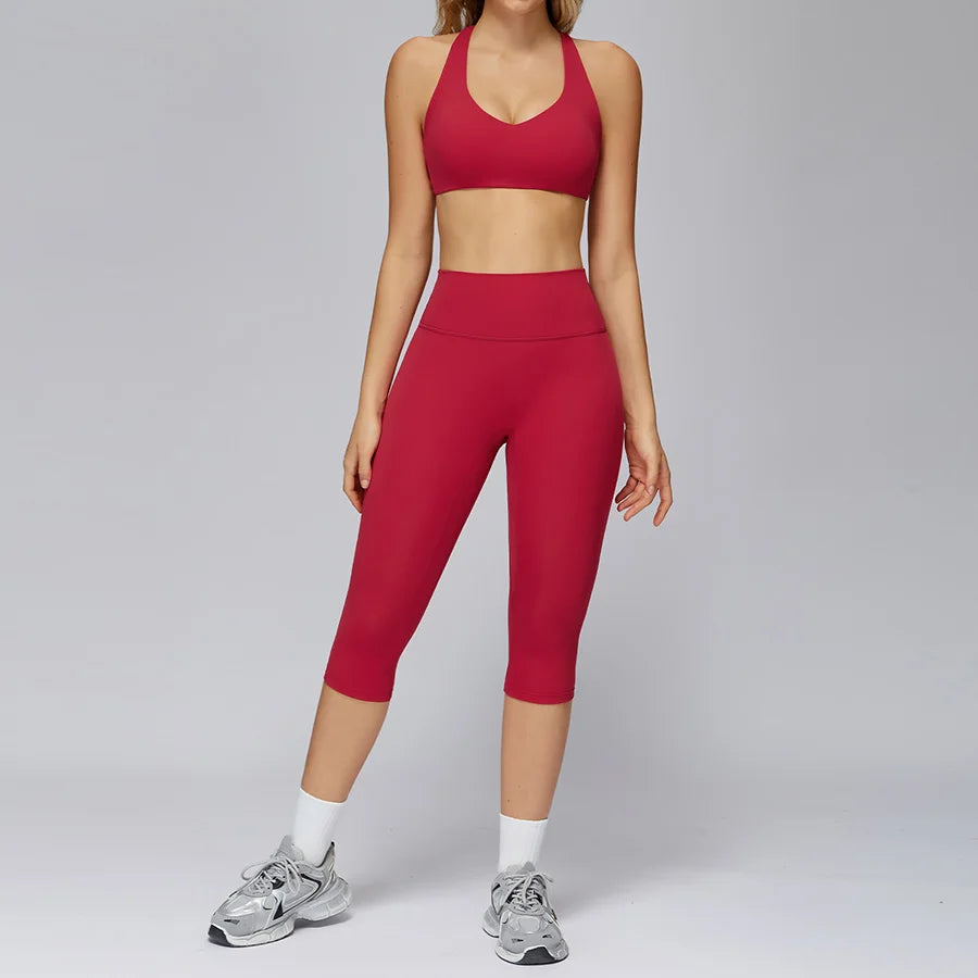 New yoga set 2 pieces gym set Women Long Sleeve Sports Shirts Sports Bra Leggings Suit Fitness Running Workout Suits Tracksuit