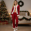 Womens Fall Winter2 Pieces Pajamas Set Bow Tie Front Furry Trim V Neck Long Sleeve Tops and Pants Christmas Lounge Wear test