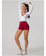 Hearuisavy Summer Women's Yoga Shirt Long Sleeve Sportswear Gym Breathable Quick Dry Sports Top Pilates Dance Ballet Wrap Tops