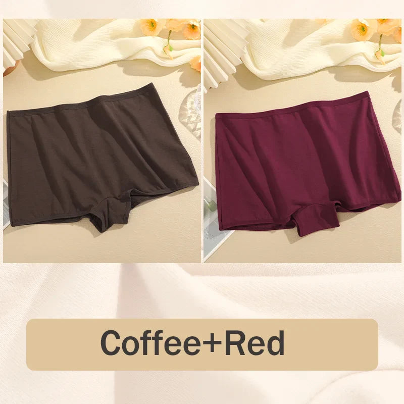 2PCS Women's Panties Cotton Seamless Sports Boxers Underwear Female Solid Color Briefs Cozy Lingerie Intimate Underpants XS-XL