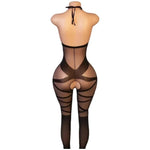 New Hot Crotchless Bodystocking EroticTransparent Sexy Lingerie Sexiest Bodysuit Mesh Hollow Bra Set Black Full Body Stockings