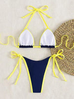 2026 Sexy Contrast Color Separates Micro Bikini Women's Swimsuit Female Swimwear Mini Thong Bikinis Set Two-piece Bathing Suit