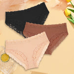 3Pcs Sexy Cotton Lace Panty Women Low Waist Panties Underwear S-XL Solid Color Ladies Briefs Lingere Underware Comfortable Women