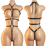 Women's Sexy Lingerie Erotic Backless Hanging Neck SM BodysuitSee Through Bra Lingerie Set Cosplay Hot Ultra-Thin Body Suit