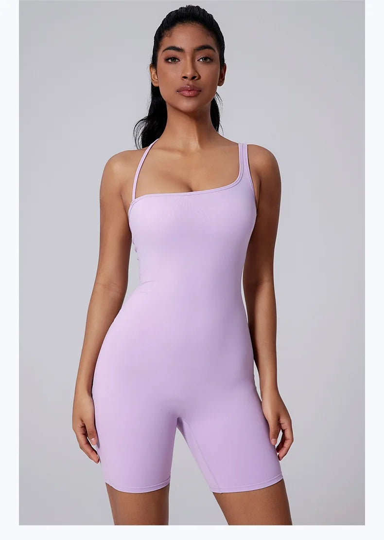 Women's Short Tracksuit One-Piece Sportswear Gym Workout Clothes Fitness Jumpsuit Stretch Bodysuit Yoga Suit Sports Playsuit