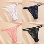 4PCS/Set Women's Underwear Lace Panties Floral Lingerie Woman Panties Sexy Thong G-String Female Pantys Perspective Intimates Ne