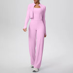 Yoga Set 3PCS Women Workout Sets Sportswear Gym Clothing Fitness zipper Long Sleeve High Waist Leggings Sports Suits Yoga Suit