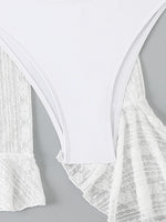 2025 4 Pieces Swimsuit with Skirt Female Swimwear Long-sleeved Cover Up Thong Bikinis Set Bather Swimming Beachwear Bathing Suit