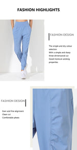 Hearuisavy Yoga Pants Loose Slim Quick-Dry Yoga Pants Pleated Hem Bound Running Fitness Capris Pockets Jogging Pants Woman