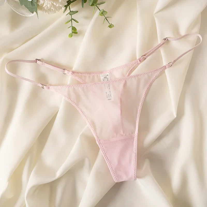 Lace Mesh Women Briefs Sexy Thong Transparent Panties Underwear Low Waist Girls G String Seamless Lingerie Fitness T Back
