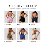 Hearuisavy Summer Sports Overalls Women Gym High Stretch Sleeveless Yoga Bodysuit Running Push Up Butt-Lifting Fitness Jumpsuit