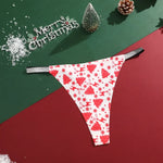 4Pcs Christmas Print Underwear Breathable Shiny Belt Thong Women Skin-friendly Fashionable Casual Christmas Gifts