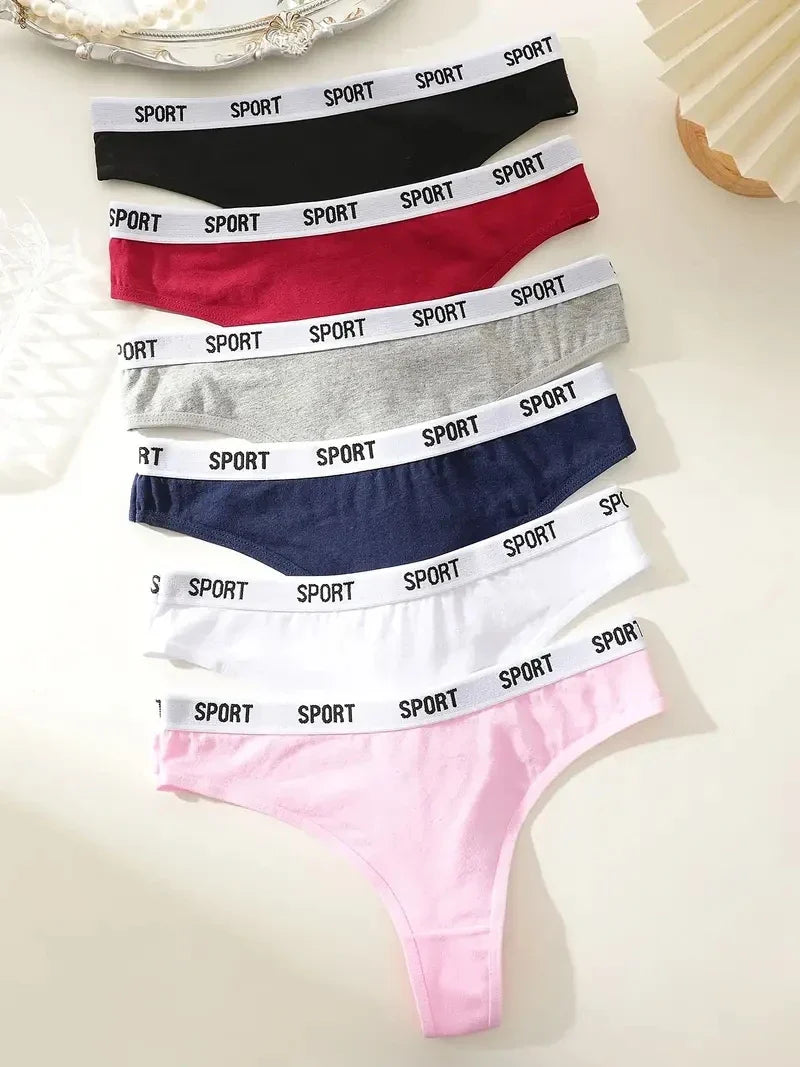 6Pcs/Set Women Thongs Cotton Panties Plus Zise Underwear Sexy G-String Low Waist Briefs Underpants Comfortable Lingerie S-XL
