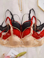 3Pcs Sexy Lace Women's Bra Crisscross Straps Underwire Push-Up Bralette Thin Soft Fashion Lingerie