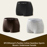 3Pcs Women's Cotton Boxers Panties Seamless Sports Underwear Female Solid Color Briefs Lingerie Intimate Underpant Finetoo S-XXL