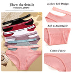 3Pcs Sexy Cotton Double Letter Belt Briefs Women's Panties Hollow Out Intimate Underpants Solid Color Fashion Underwear S-XL