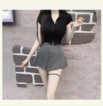 WOMENGAGA Korea Style Sexy Slim High Waist Strap A-line Half Length Skirt Fashion Women Skorts JK Sweet 2023 NewOW3W