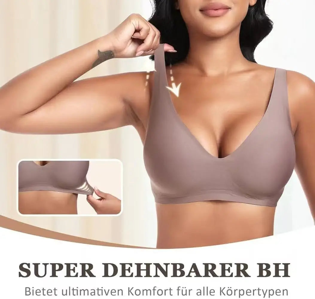 Women's Deep V Seamless Wire-Free Bra Plus Size Solid Color 3/4 Cup Thin Bra Comfortable Push-up Bra Underwear