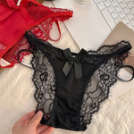 Girls Sexy G String Lace Panties Women Rhinestones Underwear Briefs Hollow Out Thong Transparent Lingerie Intimates