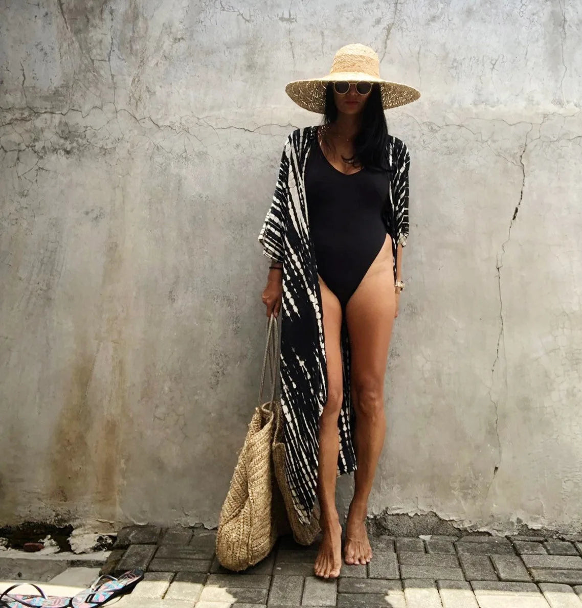 Beach Cover Ups for Swimwear Women Black Tie Dye Kimono Swimsuit Cape Summer Dress 2022 Beachwear Outfits Sales