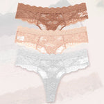 3Pcs Lace Sexy Thongs Women Low-Rise Briefs Sexy Soft Ladies Underwear Trendy Floral Underpants Female Flowery Panty Lingerie