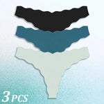 3PCS Women Seamless Panties Wavy Design Ultra-thin Panties Women Ice Silk Underwear Sexy Panty Low Waist G-string Female Solid