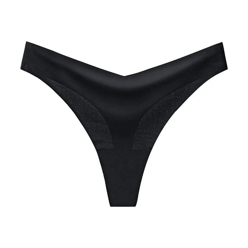 Ice Silk Women Panties G String Sexy Thong Seamless Underwear T Back Candy Color Briefs Girls Low Waist Lingerie Plus Size S-XL