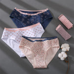 Women Printing Floral Panties 3Pcs/set Low-Rise Cotton Briefs Female Comfortable Underwear Female Soft Panties Lingerie M-2XL