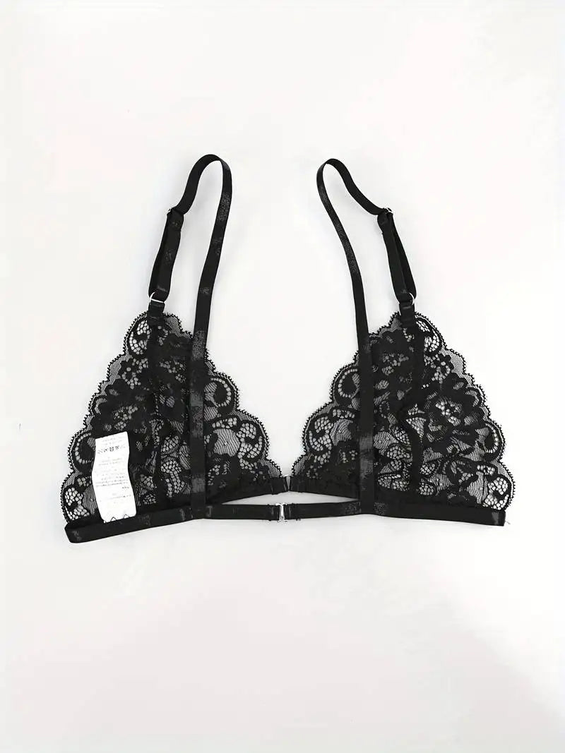 Hot Sexy Lingerie Female Bra Garter Panty Ultra-thin Semi See-through Full Lace Comfortable No-steel Ring Bras Thong Body Suit