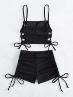 Sexy Bikini 2024 Women White Black Hollow Out Push Up Padded Two Piece Swimsuit Summer Bathing Suit Lace Up High Waist Swimwear