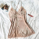 New Ice Silk Frill Trim Sleepwear Women's Soft Satin Camisole Nightdress Summer Slip Dress Comfortable Nightgown Solid Pajamas
