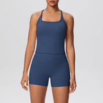 New 2Pcs Yoga Sets Naked Feel Women Workout Fitness Gym Clothes High Waist Yoga Shorts And Sports Bra Impact Shorts Workout Sets