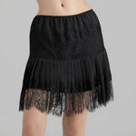 Women's Fashion Solid Color Mini Skirts Mid-Rise Pleated Lace Skirts Spring Summer Casual Short Skirts