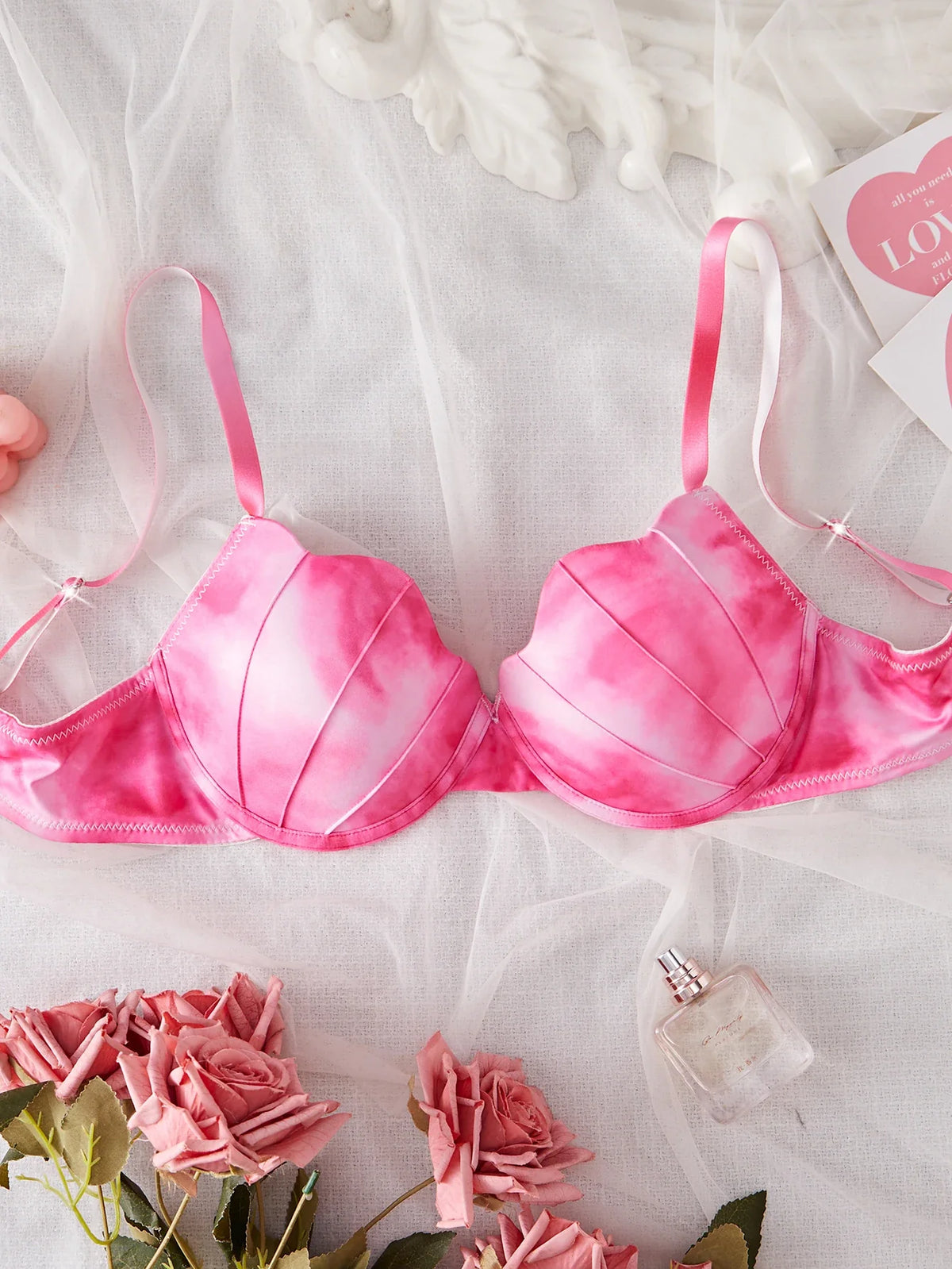 Summer Beach Bikini Colorful Ombre Shell Cup for Women's bra Sexy Push-Up Comfort Underwire Bra Women's Beach Vacation lingerie