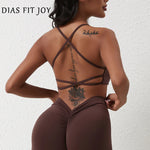 DIAS FIT JOY New style cross back yoga bra Plus Size removable chest cushion sexy back sports vest fitness running gym