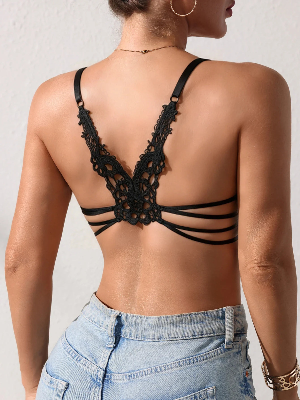 Butterfly lace Backless Style sexy bras Fashion Comfortable women's bra Front closure push-up bra