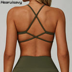 Hearuisavy Breathable Sports Bra Women Quick Drying ShockProof Gym Workout Top Casual Yoga Clothing Push Up Running Fitness Bras