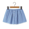 New French Style Lazy Loose Home Casual Button Lace Stripe Shorts For Woman Casual Elegant Fashion Style Pure Desire Casual QRCF test