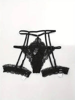 Hot Sexy Lingerie Female Bra Garter Panty Ultra-thin Semi See-through Full Lace Comfortable No-steel Ring Bras Thong Body Suit