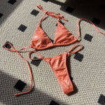 2026 Glitter Sparkling High Cut Halter Bikini Female Swimsuit Women Swimwear Two-pieces Bikini set Bather Bathing Suit Swim