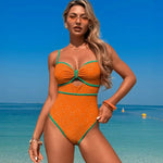 Sexy White Dot Print Print One Piece Swimsuit 2025 Women Hollow Hole Out Front Bow Push Up Beach Bathing Suit Holiday Swimwear