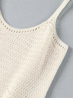 Sexy Crochet Halter V Neck Chic Ruffle Knit Beach Mini Dress 2026 Women Comfy Swimsuit Cover Up Seaside Holiday Club Dresses K58