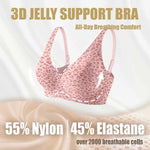 Pink Leopard Print Wire-free Seamless Bra Full Cup TThin Molded 3D Jelly Soft Support Bra Comfortable and Breathable Plus Up