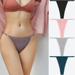 4Pcs Cotton Lace Panties Sexy G-String Women's Underwear Low Waist Comfortable Lingerie Briefs Adjustable Waist Thong Intimates