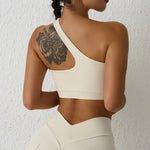 DIAS FIT JOY One-Shoulder Sexy Sports Bra Yoga Fitness Training Outwear with Detachable Beauty Back Design for Women