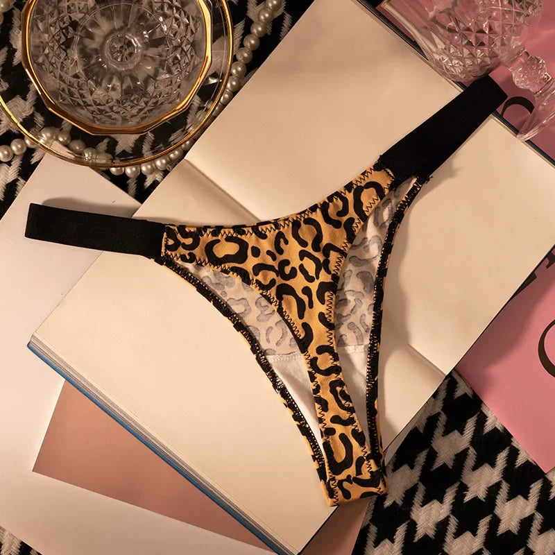 Cotton Sexy Women Panties Leopard Zebra Printed Seamless Girls Briefs Thong Girls G String Fitness Low Waist T-back Size S-XL